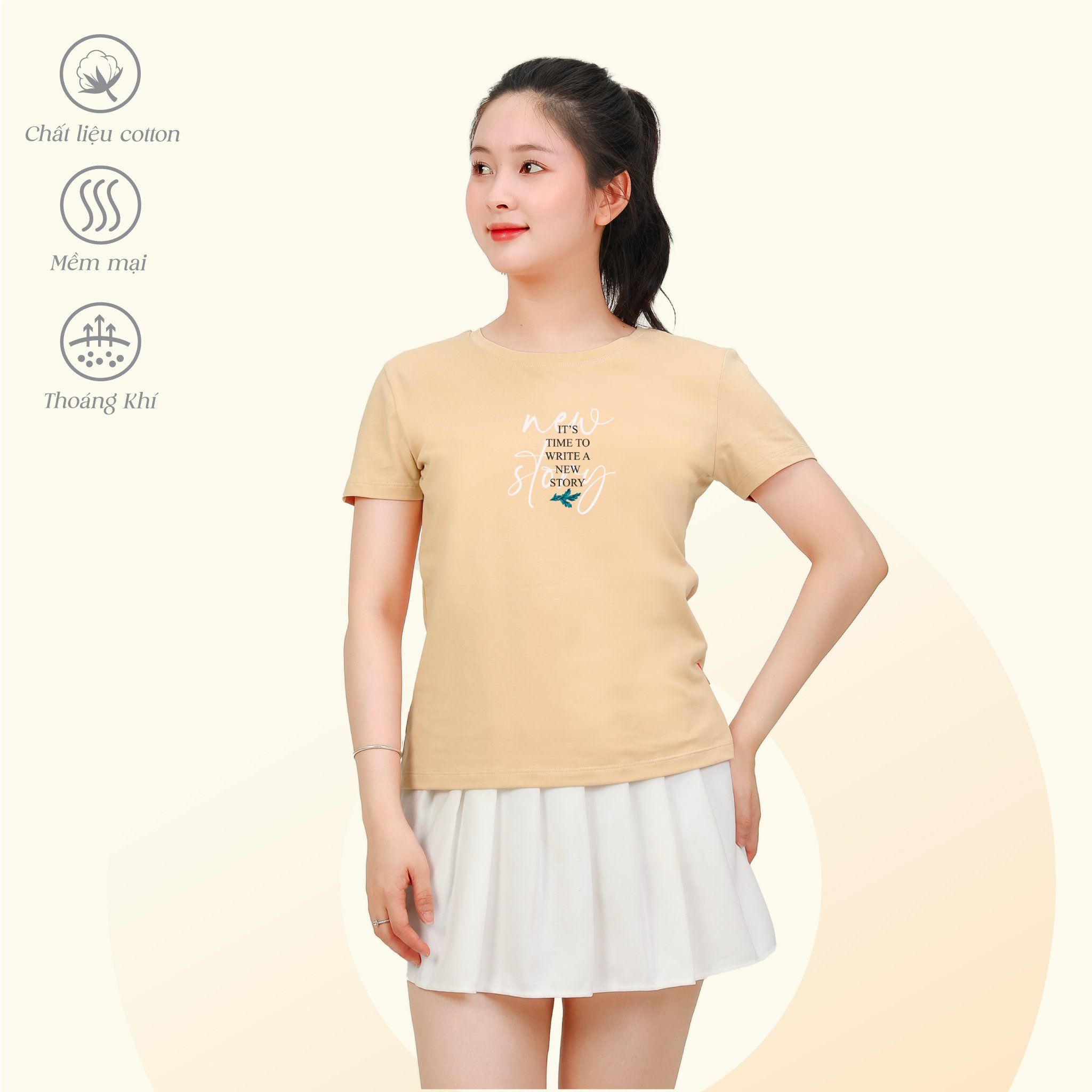 Áo Thun Tay Ngắn Cổ Tròn Form cơ bản Cotton 020p 0349