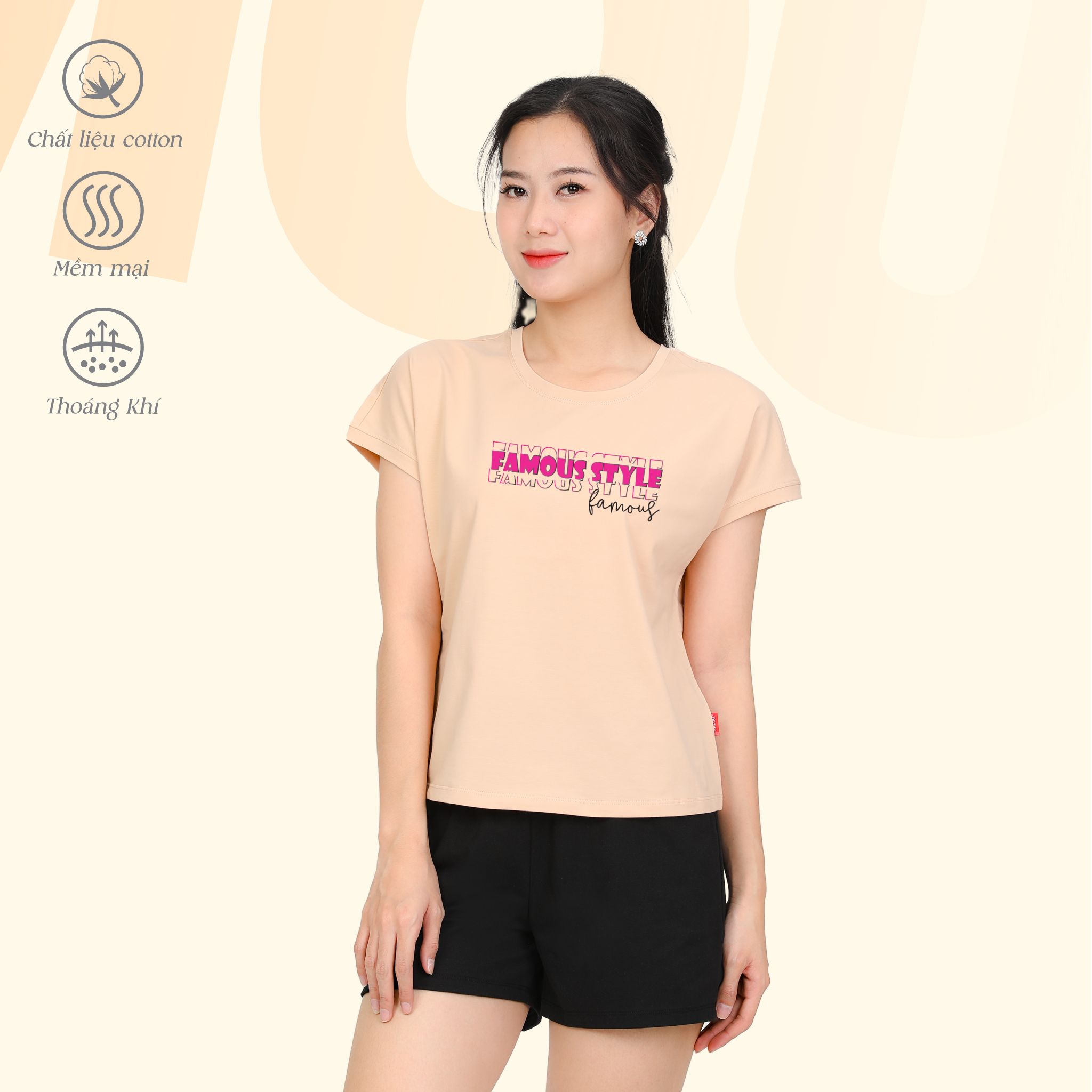 Set đồ bộ nữ kiểu quần đùi tay liền chất cotton siêu mát 025p 5224