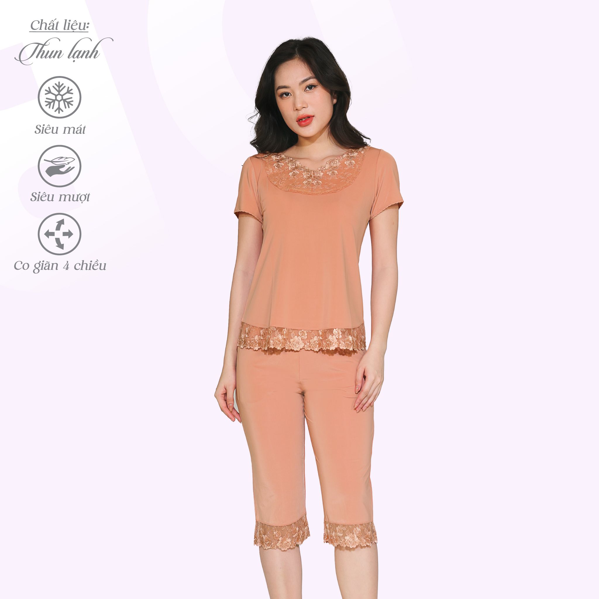 Set đồ bộ nữ kiểu quần lửng Tay Ngắn chất thun lạnh siêu bền 014p 7038