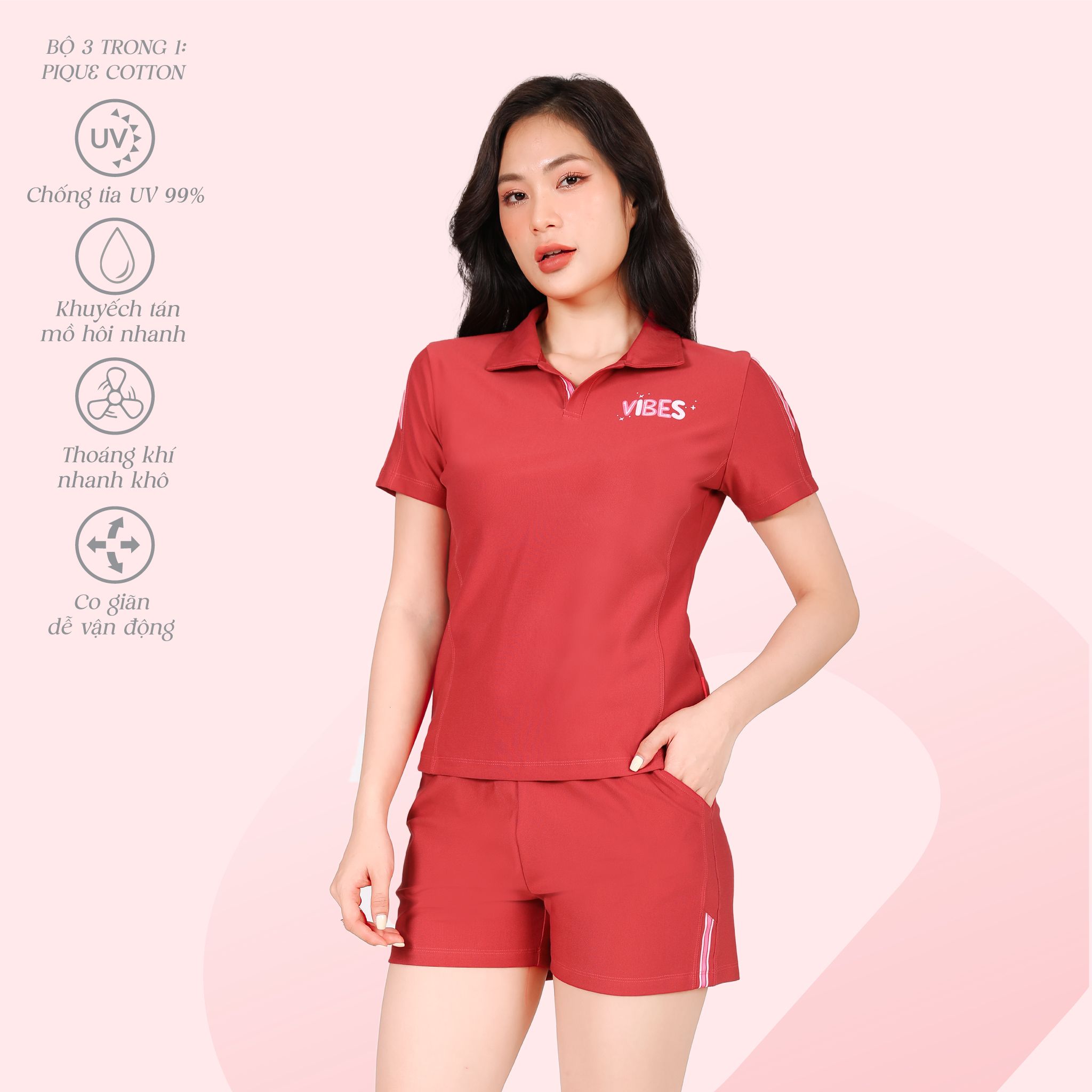 Set đồ bộ nữ kiểu quần đùi nữ kiểu quần đùi tay ngắn chất pique 525p 5202