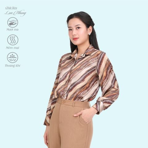 Áo Sơ Mi Tay Dài Thời Trang Chất Lụa Nhung 260p 0333