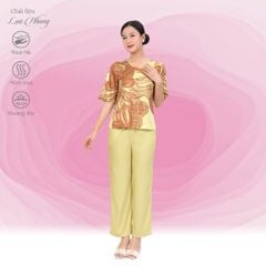 Set đồ bộ nữ kiểu quần dài tay ngắn chất lụa nhung 263p 6066