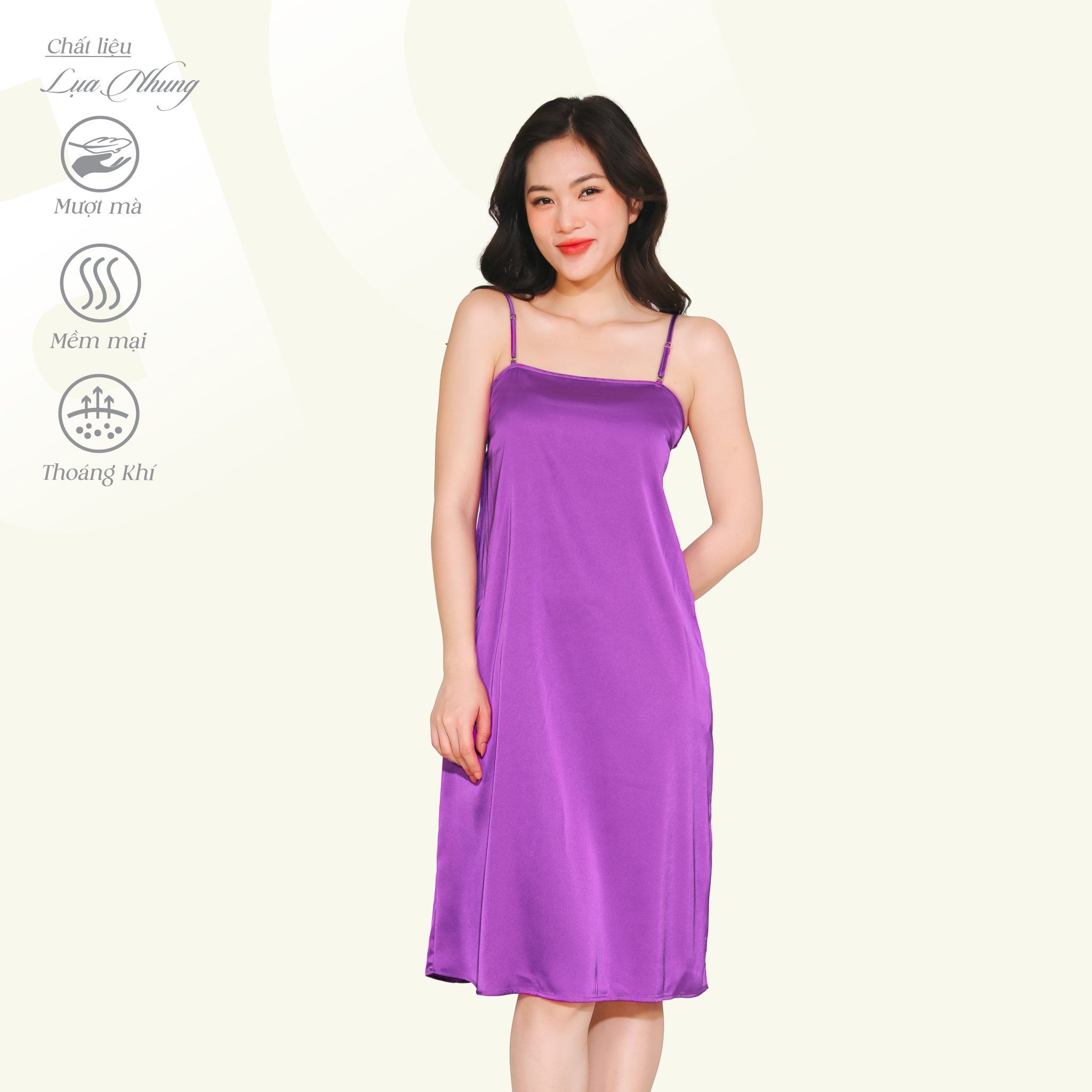 Áo ngủ, Váy ngủ dây cao cấp lụa nhung 262p 8032