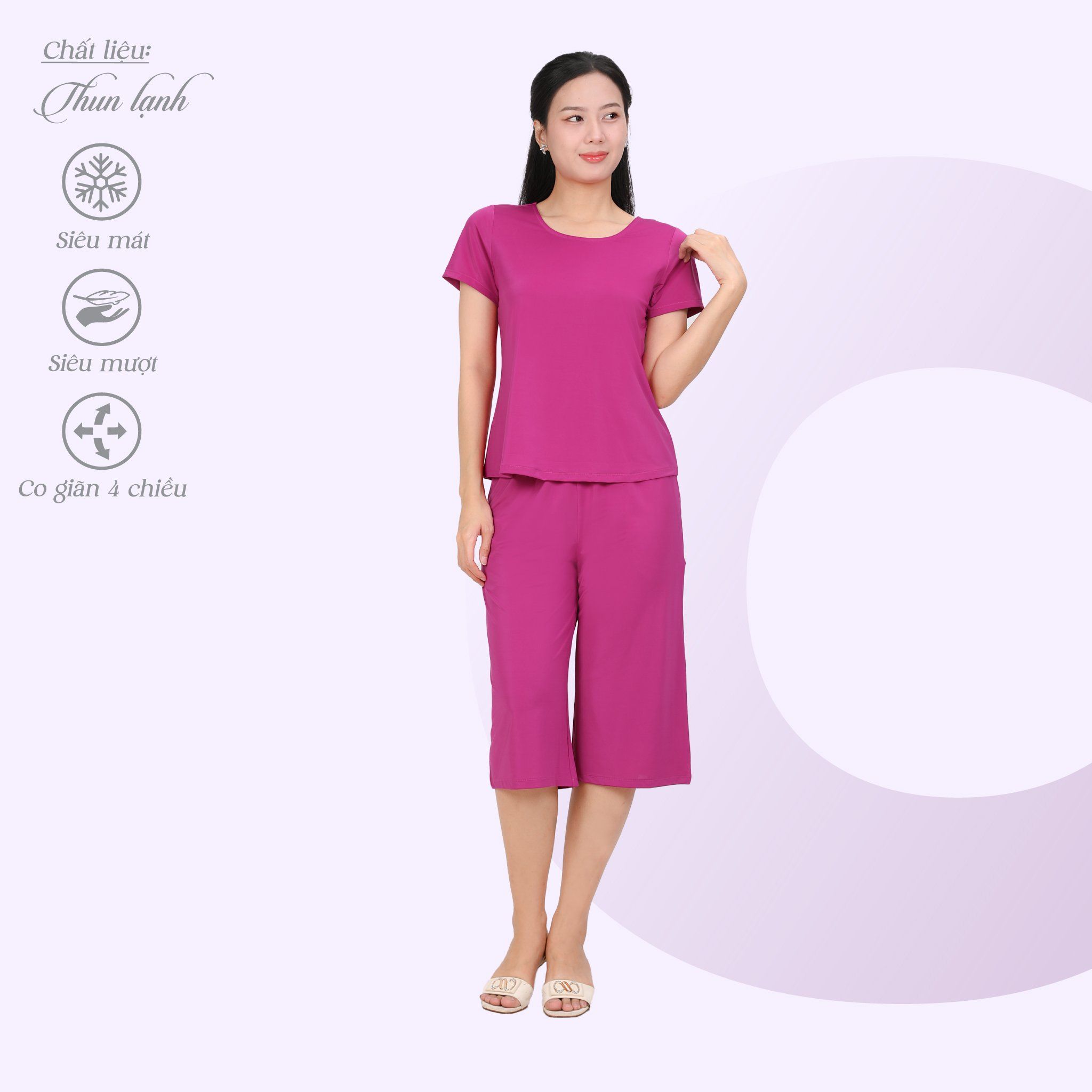 Set đồ bộ nữ kiểu quần lửng tay ngắn chất thun lạnh siêu bền 014p 7042