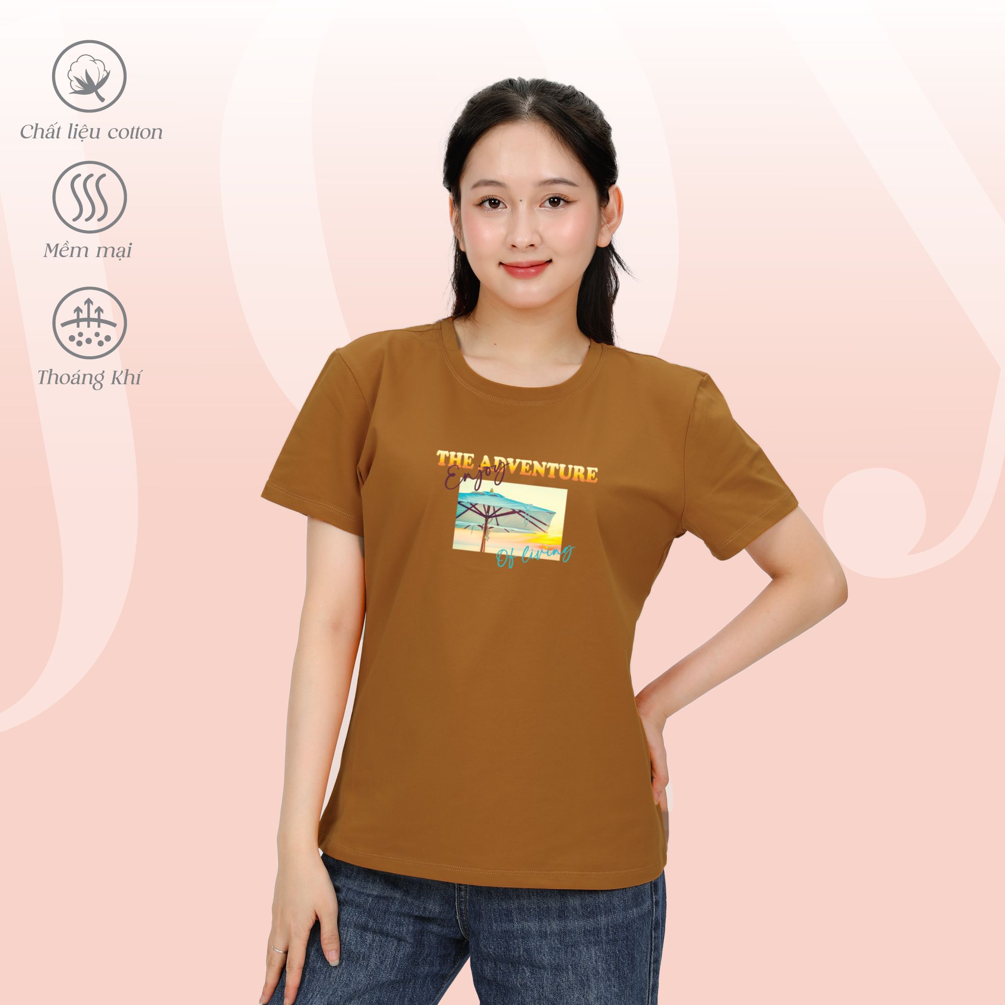 Áo thun nữ tay ngắn form suông chất cotton siêu mát 020p 0284