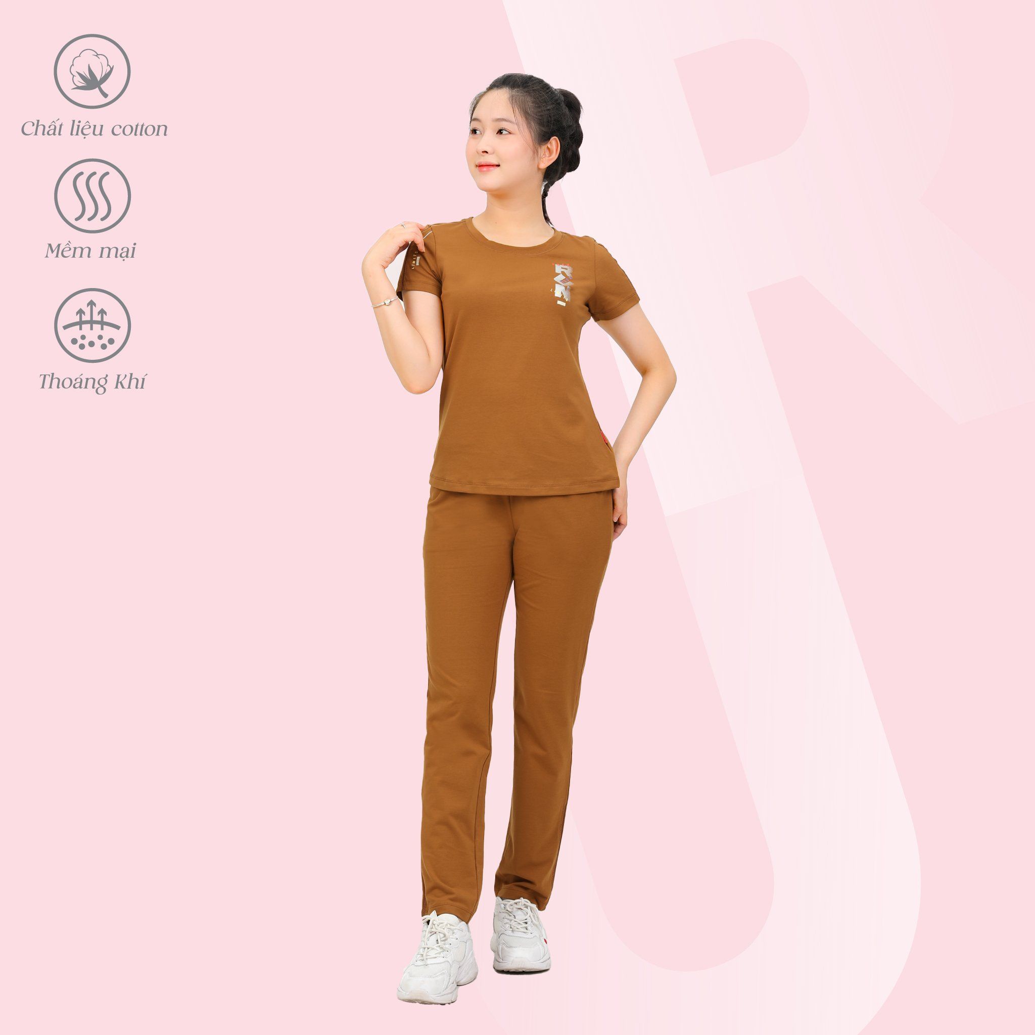 Set đồ bộ nữ kiểu quần dài tay ngắn chất cotton cvc mát 193p 3399