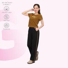Set đồ bộ nữ kiểu quần dài tay ngắn chất vảy cá cotton cvc mát 403p 3394