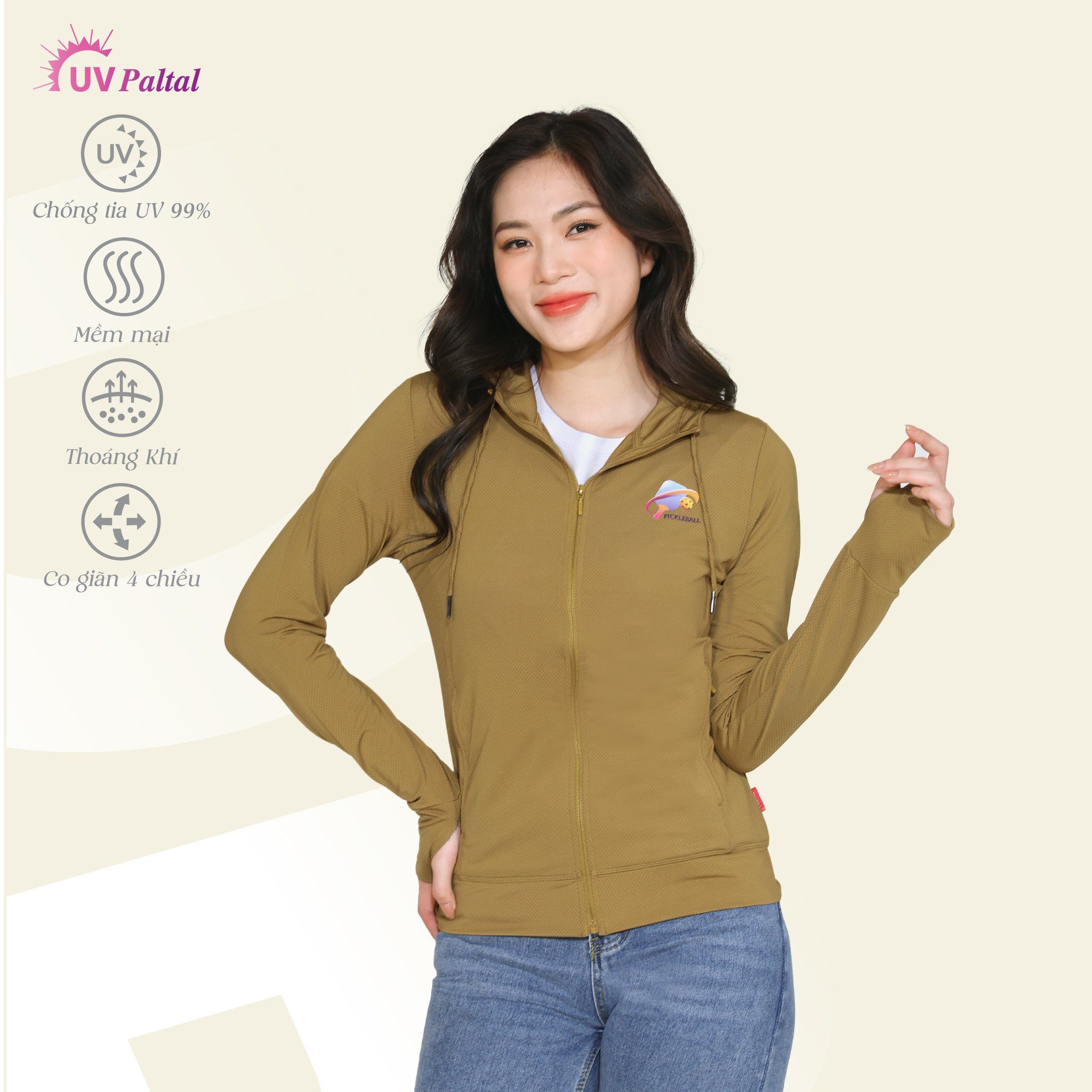 Áo khoác nữ chống nắng, chống UV chất poly thái 311p 1342