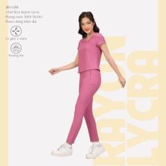 Set đồ bộ nữ kiểu quần dài tay ngắn Cổ Tim chất rib Gân 553p 3404
