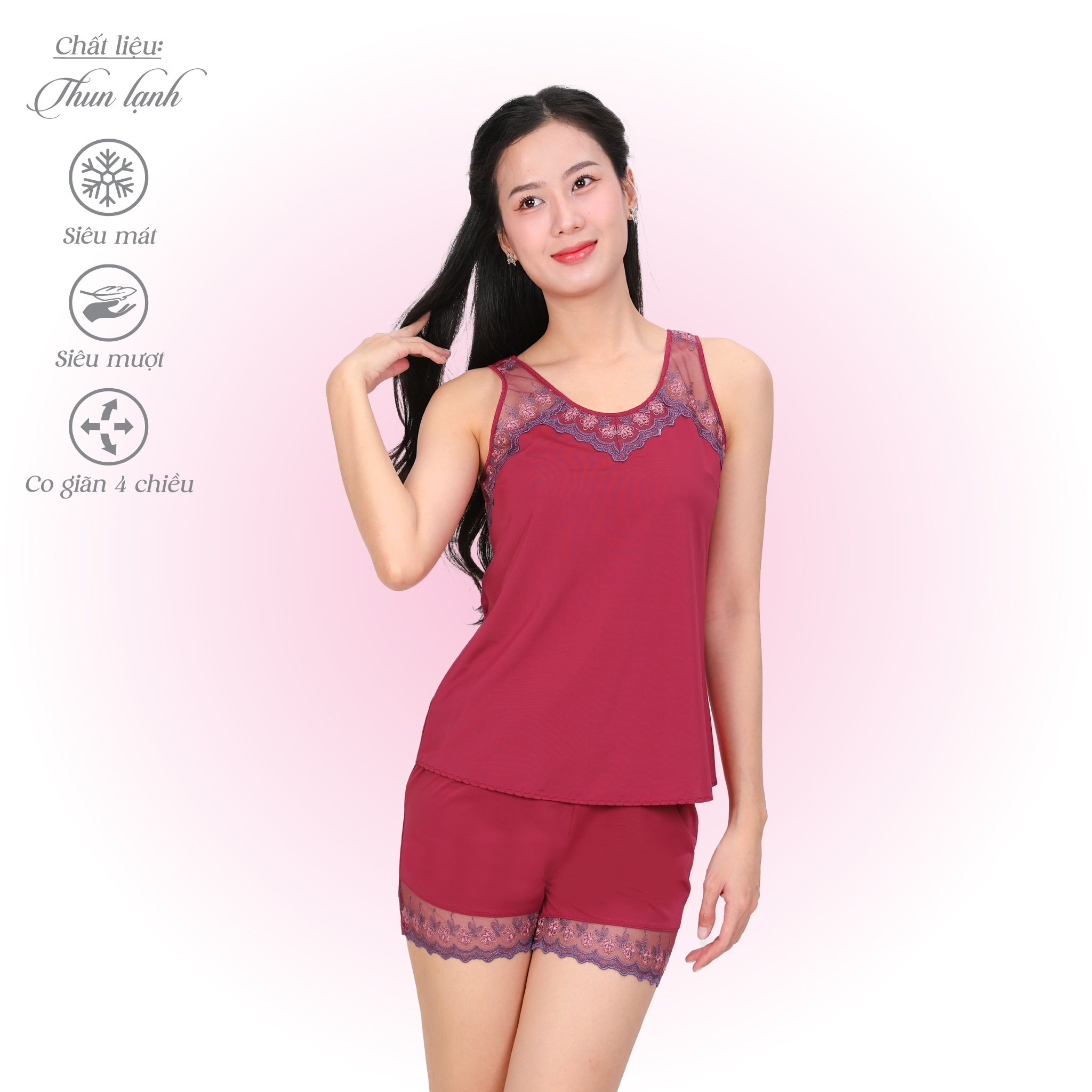 Set đồ bộ nữ kiểu quần đùi không tay chất thun lạnh siêu bền 015p 5071