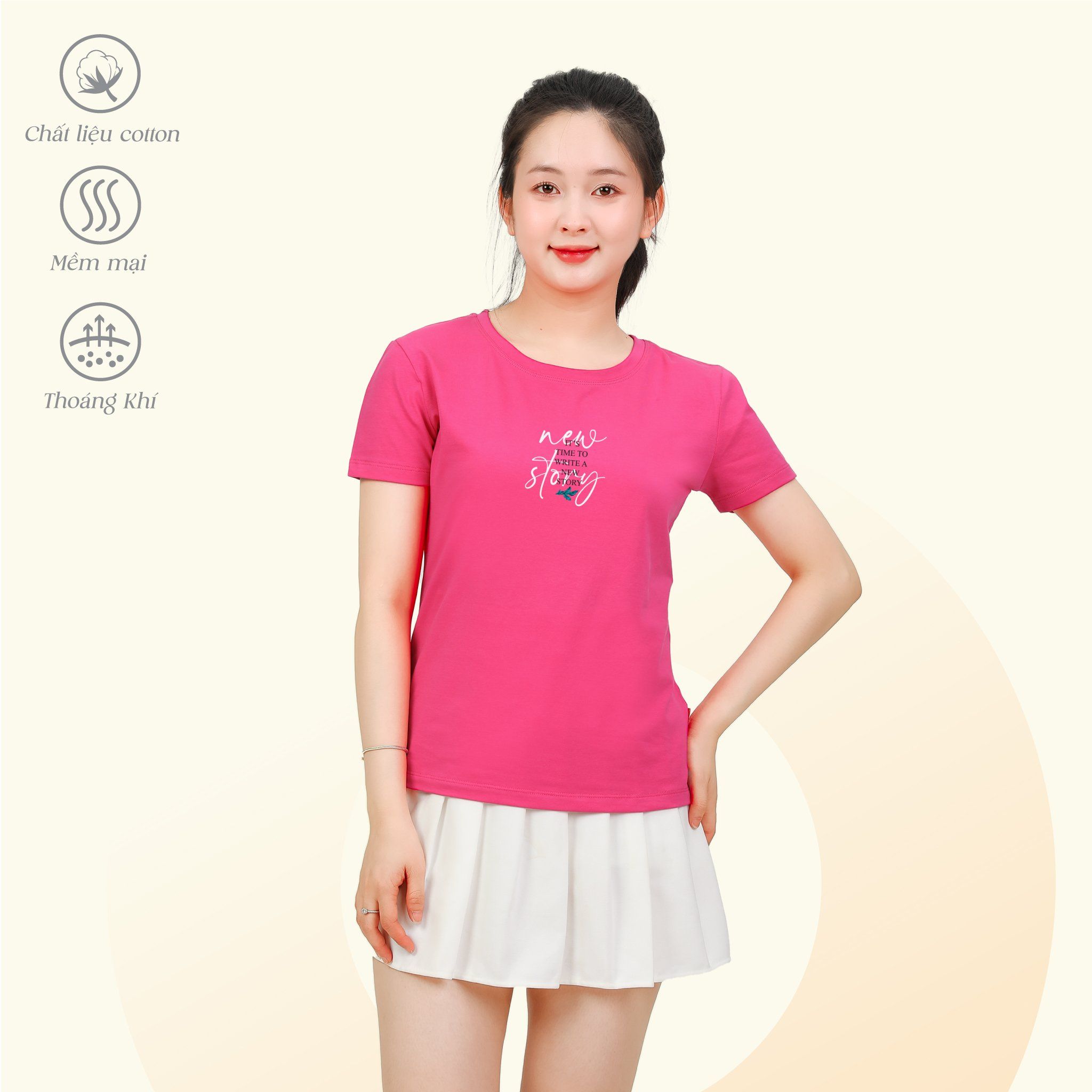 Áo Thun Tay Ngắn Cổ Tròn Form cơ bản Cotton 020p 0349