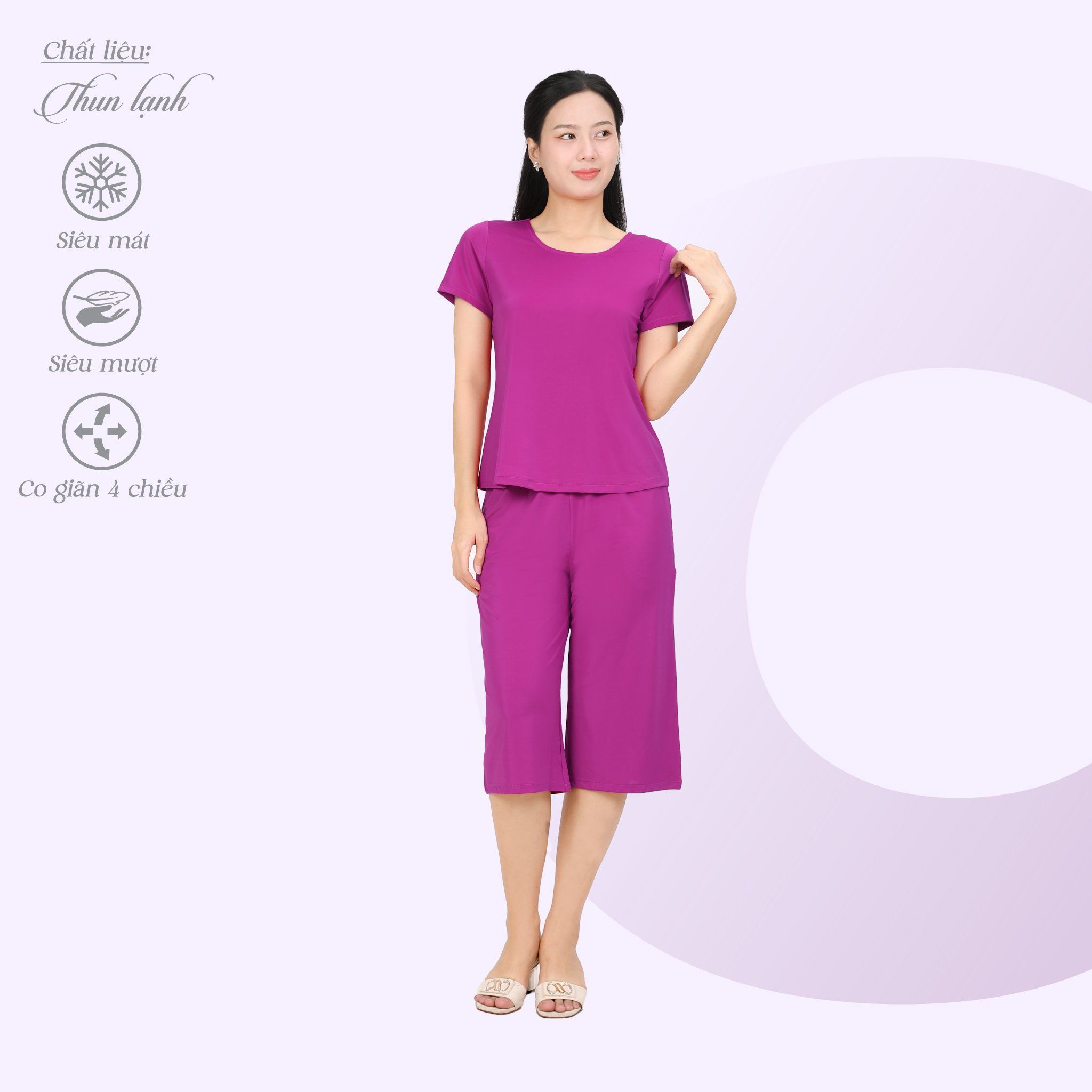 Set đồ bộ nữ kiểu quần lửng tay ngắn chất thun lạnh siêu bền 014p 7042