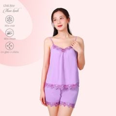Set đồ bộ nữ kiểu quần đùi dây chất thun lạnh siêu bền 015p 2017