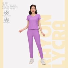 Set đồ bộ nữ kiểu quần dài tay ngắn Cổ Tim chất rib Gân 553p 3404