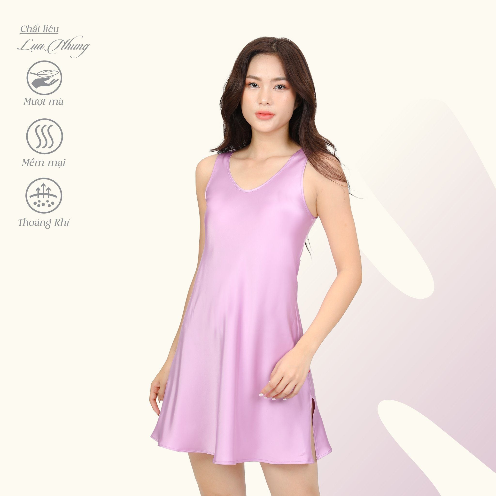 Áo ngủ, Váy ngủ bản chất lụa nhung 262p 8022