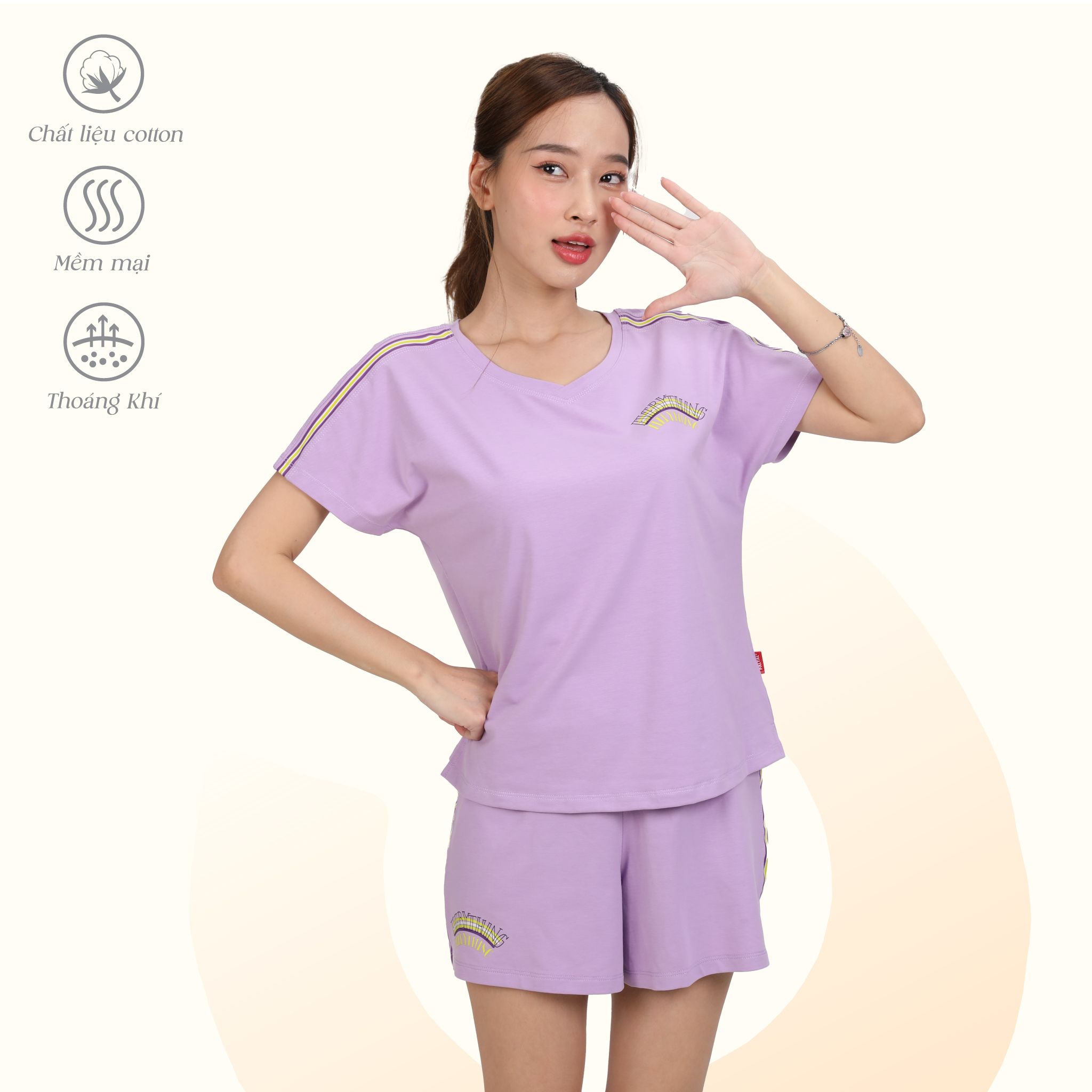 Set đồ bộ nữ kiểu quần đùi tay ngắn chất cotton siêu mát 195p 5212