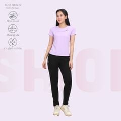 Set đồ bộ nữ kiểu quần dài tay ngắn thể thao 3 trong 1 chất poly thái 313p 3391