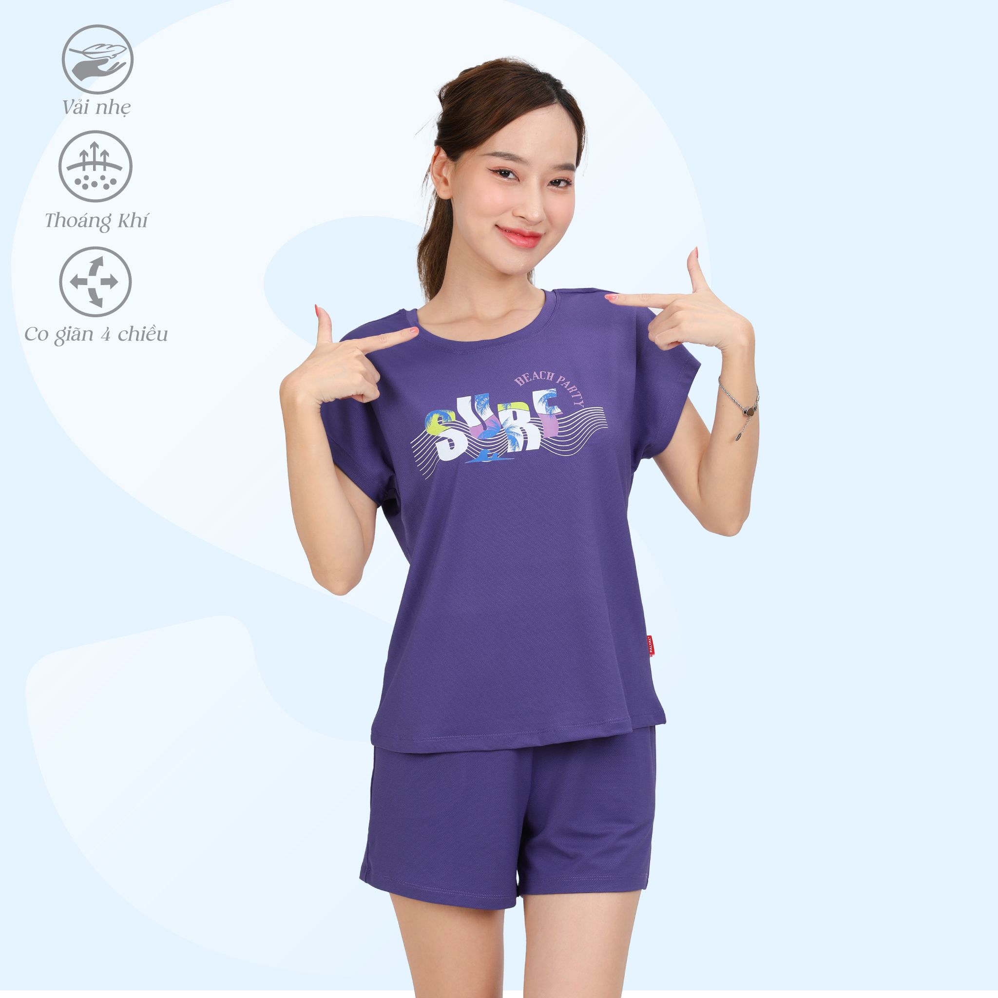 Set đồ bộ nữ kiểu quần đùi tay ngắn chất poly cát siêu bền 315p 5230