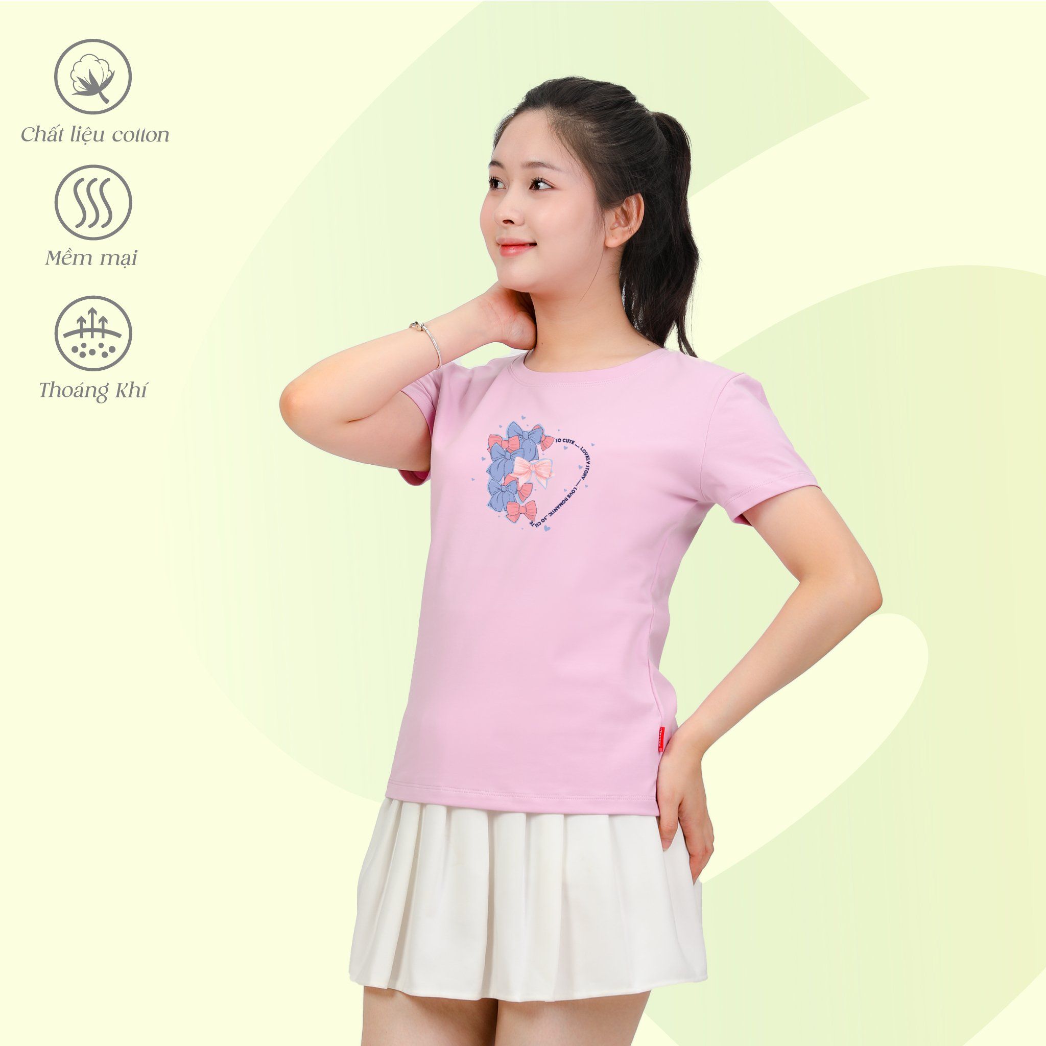 Áo thun nữ tay ngắn Cổ Tròn Form Suông chất cotton siêu mát 020p 0314