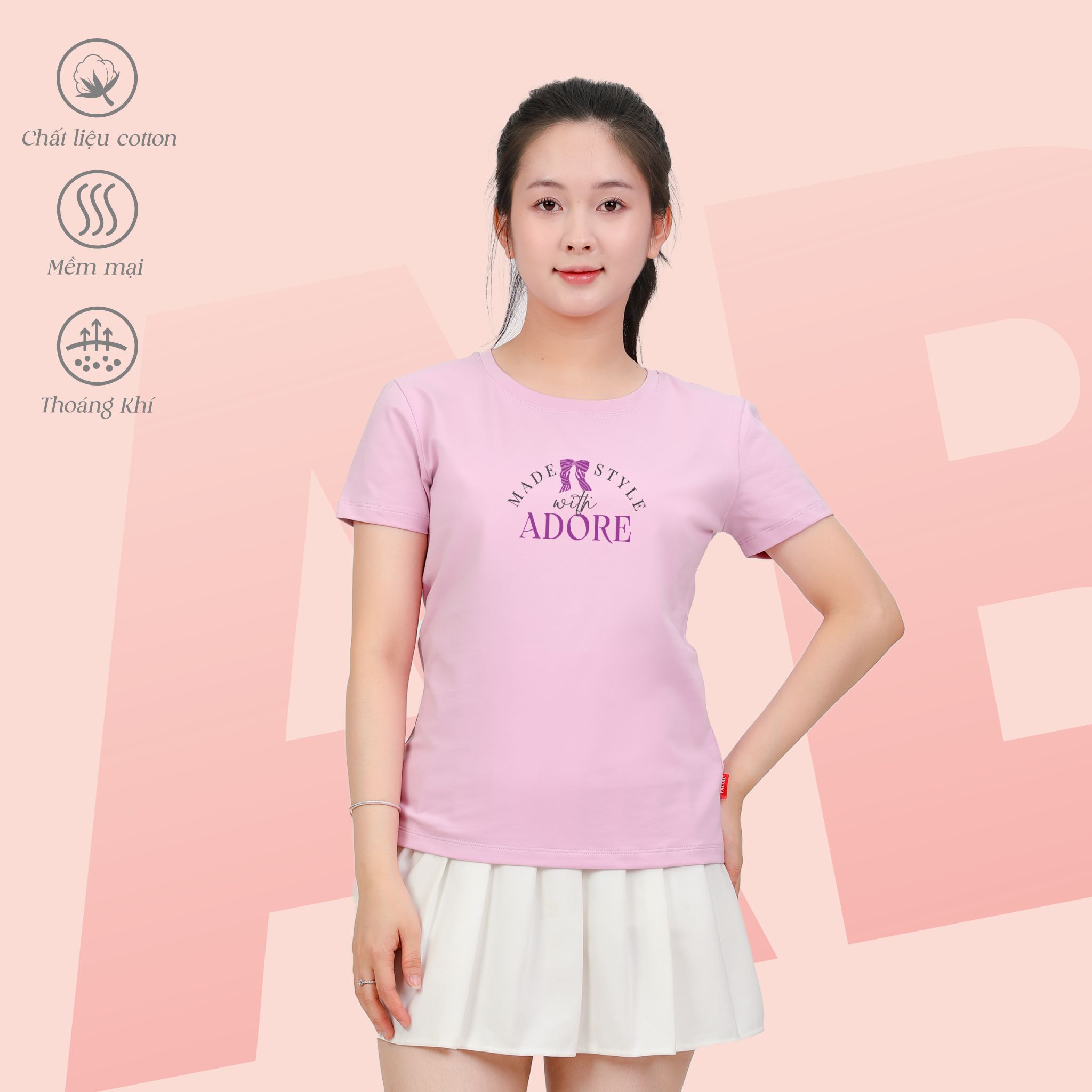 Áo thun nữ tay ngắn Form cơ bản chất cotton siêu mát 020p 0318