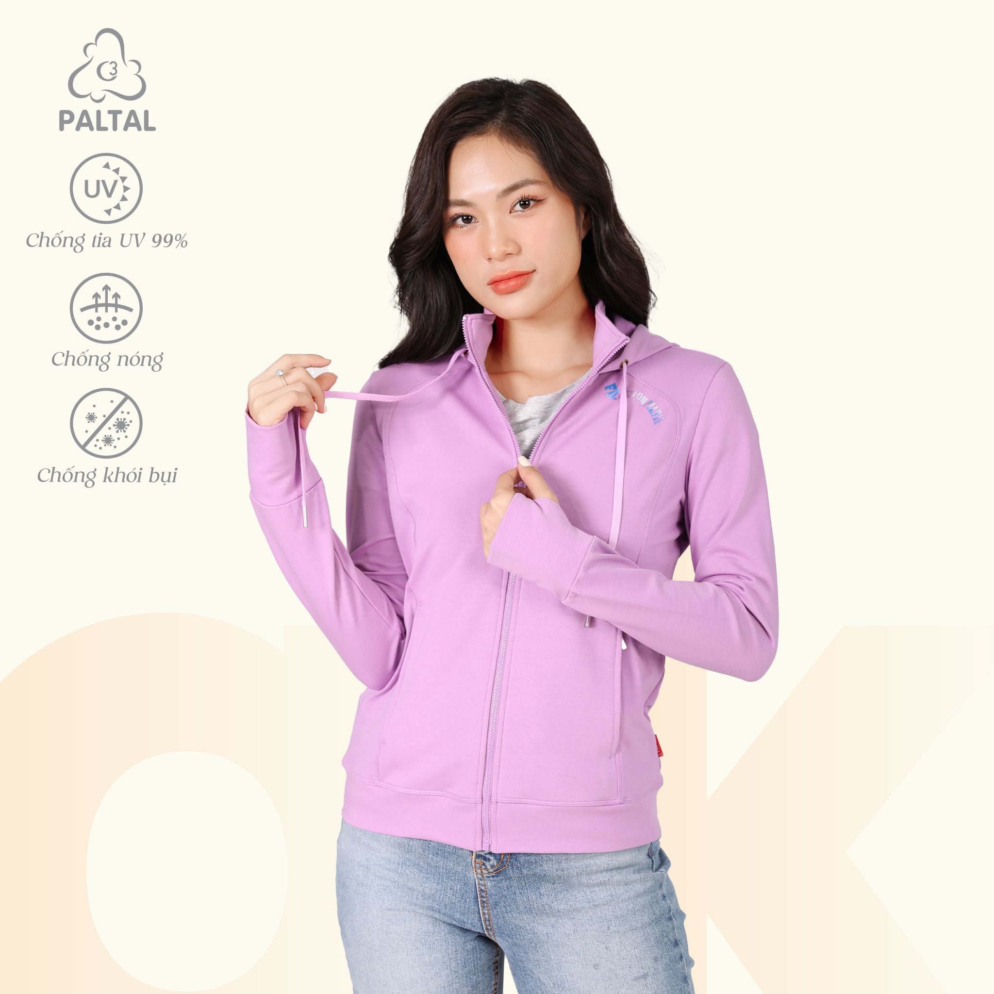 Áo khoác nữ chống nắng, chống UV chất vảy cá cotton cvc mát 401p 1114