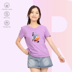 Áo thun nữ tay ngắn Form Suông Cổ Tim chất cotton siêu mát 190p 0323