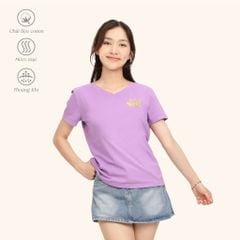 Áo thun nữ tay ngắn Form Suông Cổ Tim chất cotton siêu mát 190p 0337