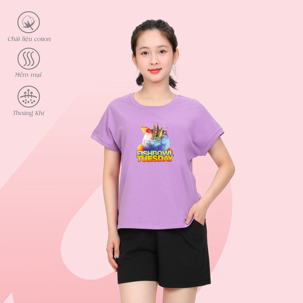 Đồ bộ ngủ nữ kiểu quần đùi tay ngắn cotton 195p 5225