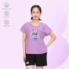 Set đồ bộ nữ kiểu quần đùi tay ngắn chất cotton siêu mát 195p 5227