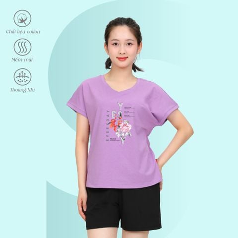 Set đồ bộ nữ kiểu quần đùi tay ngắn chất cotton siêu mát 195p 5228