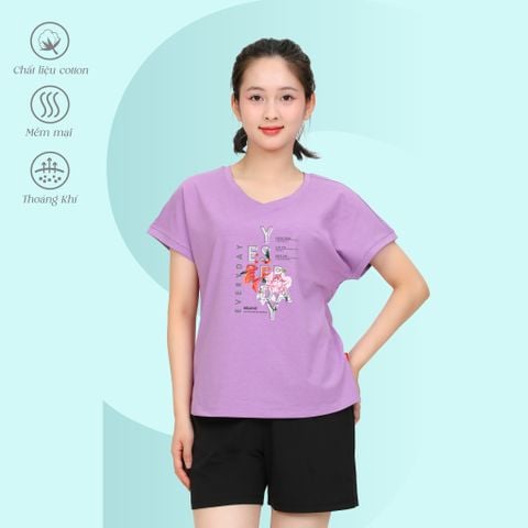 Đồ bộ ngủ nữ kiểu quần đùi tay ngắn cotton 195p 5228