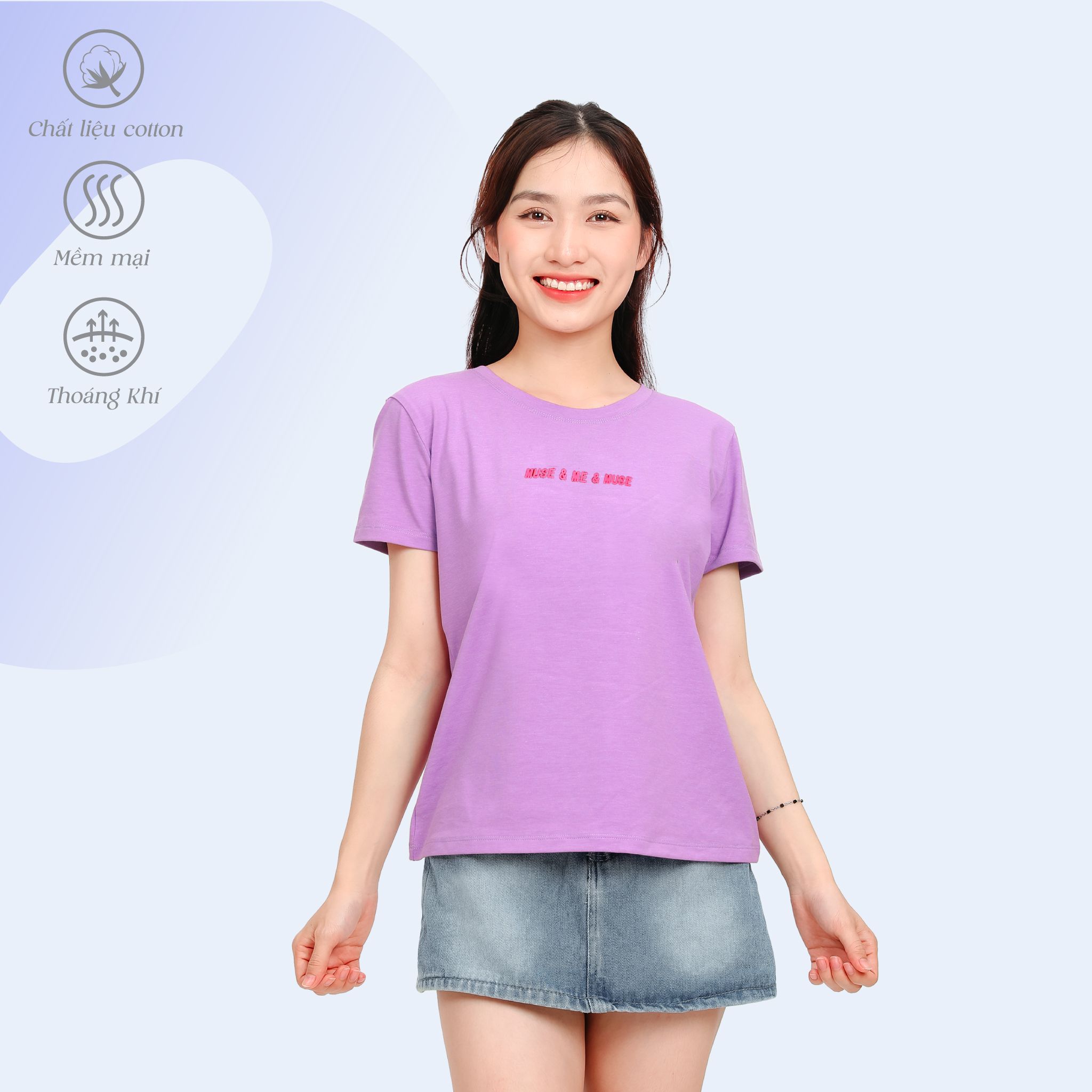 Áo thun nữ form suông cổ tròn tay ngắn chất cotton siêu mát 190p 0356