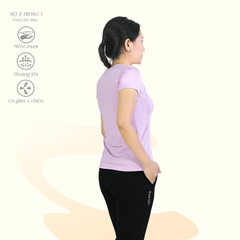 Set đồ bộ nữ kiểu thể thao tập gym, yoga kiểu quần dài tay ngắn chất melan lưới 343p 3410