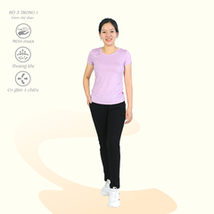 Set đồ bộ nữ kiểu thể thao tập gym, yoga kiểu quần dài tay ngắn chất melan lưới 343p 3410