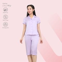 Set đồ bộ nữ kiểu quần lửng tay ngắn chất lụa nhung 264p 4315