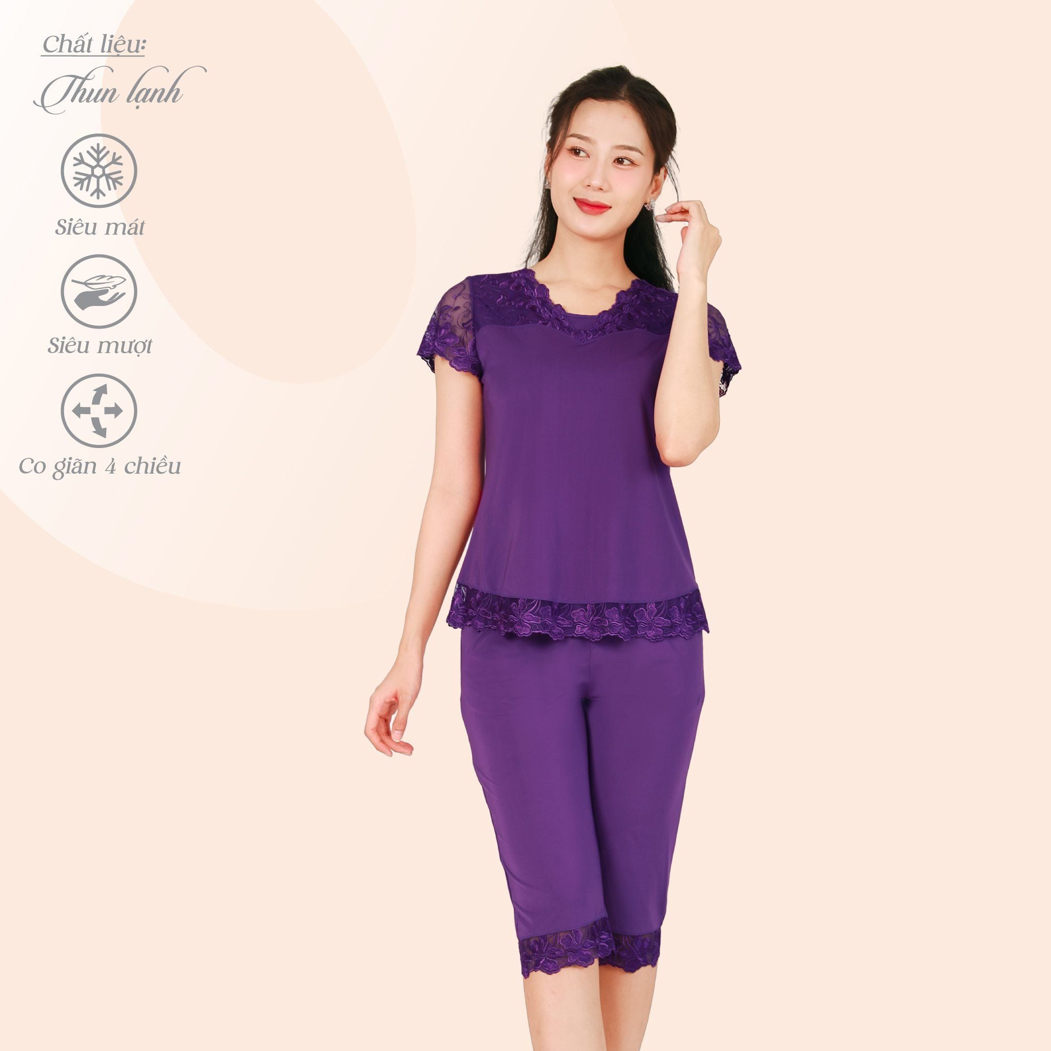 Set đồ bộ nữ kiểu quần lửng tay ngắn chất thun lạnh siêu bền 014p 7037