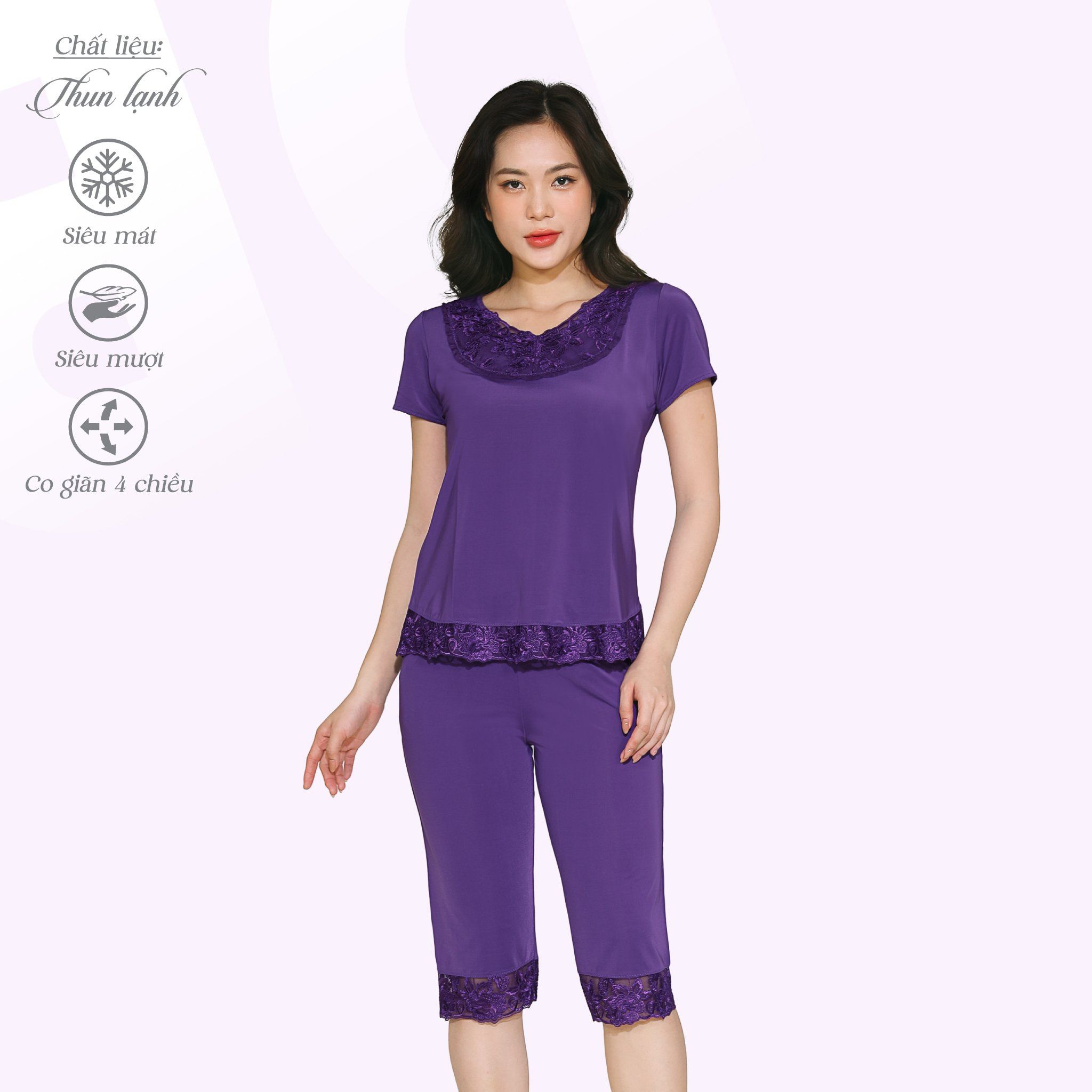 Set đồ bộ nữ kiểu quần lửng Tay Ngắn chất thun lạnh siêu bền 014p 7038