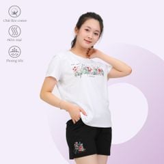 Set đồ bộ nữ kiểu quần đùi tay ngắn chất cotton siêu mát 195p 5215