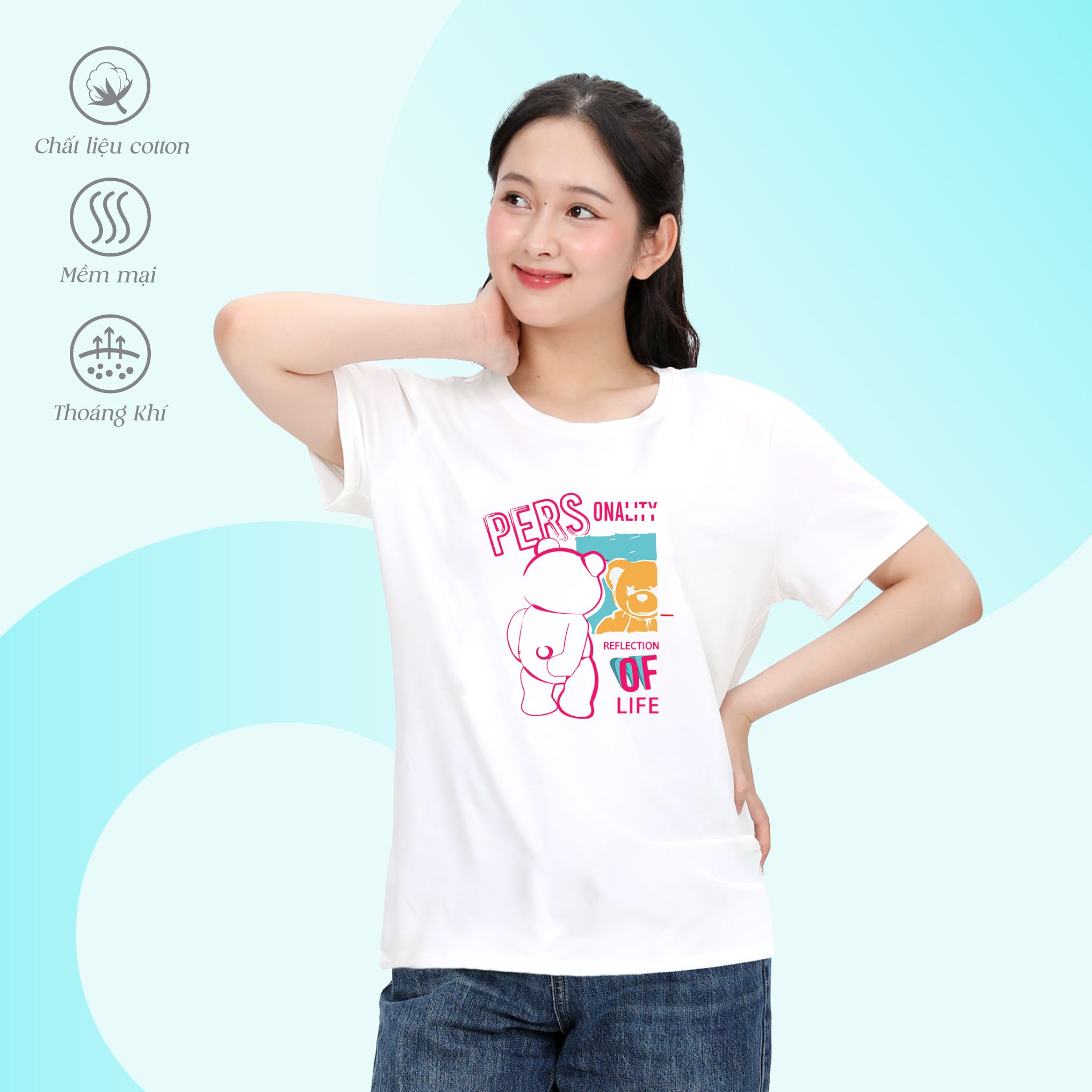 Áo thun nữ tay ngắn Form Rộng chất cotton siêu mát 020p 0289