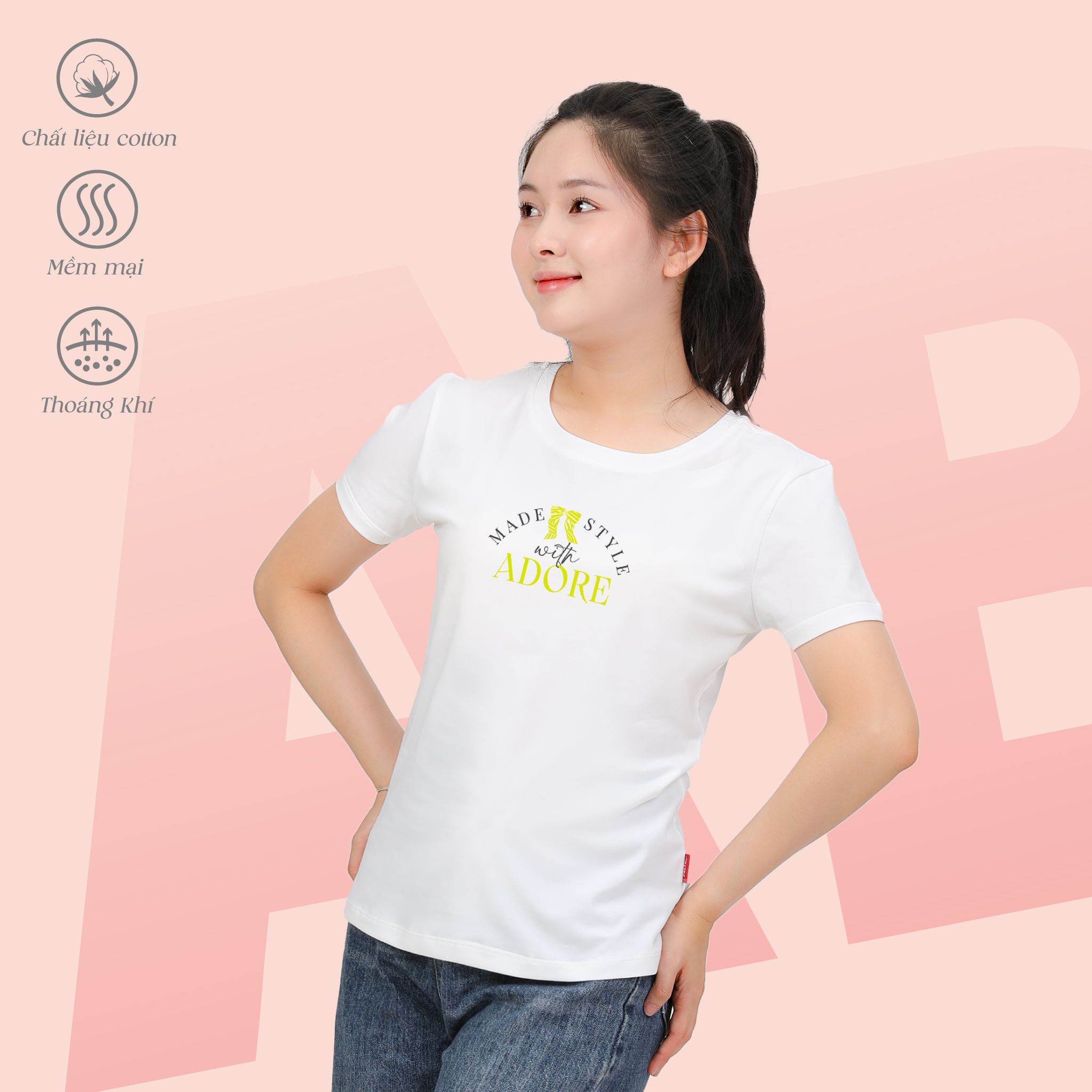 Áo thun nữ tay ngắn Form cơ bản chất cotton siêu mát 020p 0318