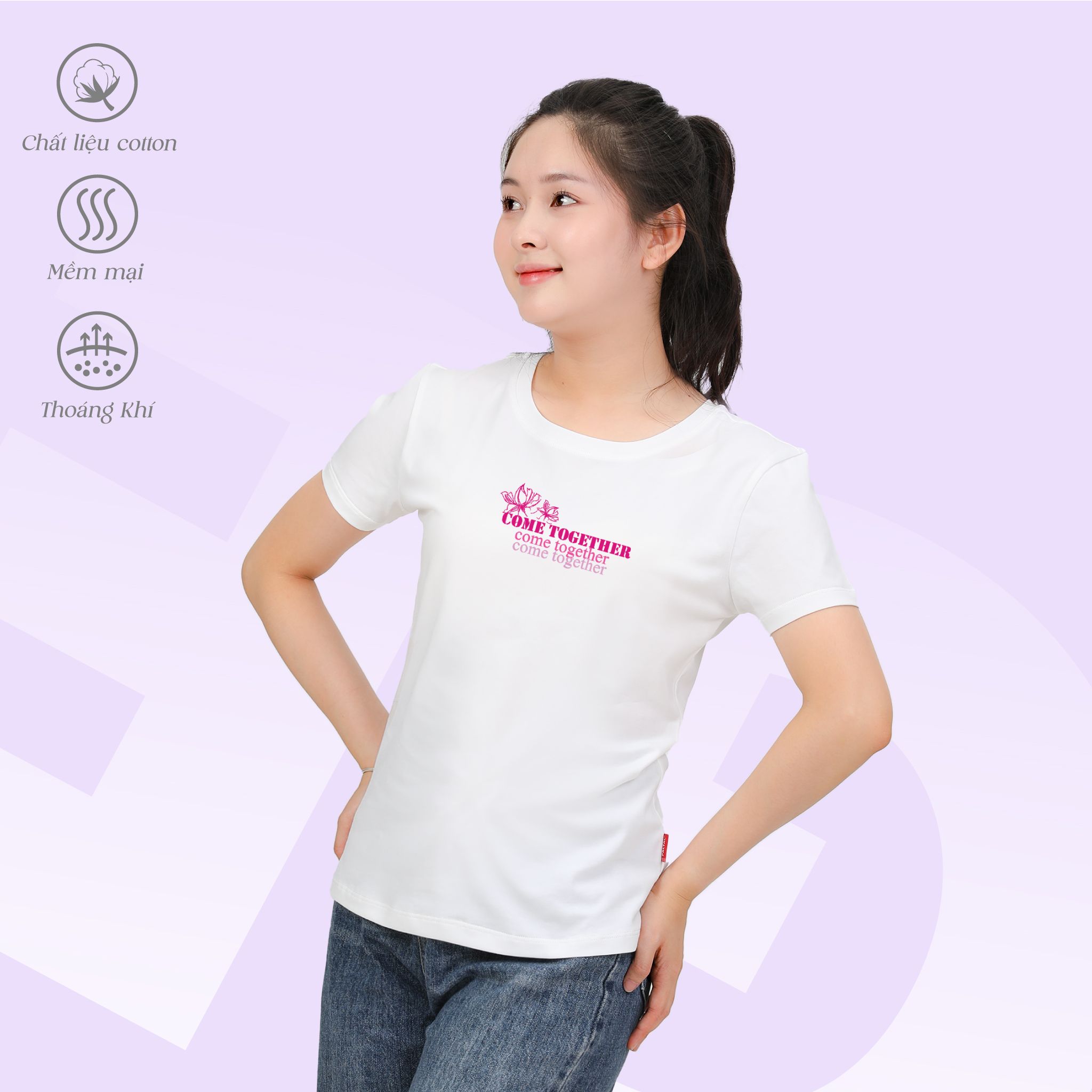 Áo thun nữ tay ngắn Cổ Tròn Form Suông chất cotton siêu mát 020p 0321