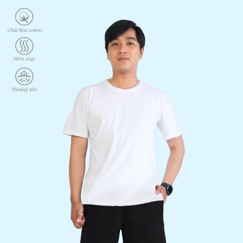 Áo thun nam tay ngắn cổ tròn form rộng chất cotton 100% siêu mát 020p 8001