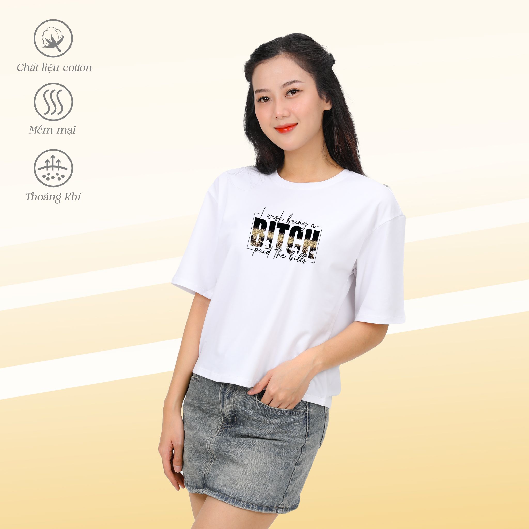 Áo thun nữ phom vuông chất cotton siêu mát 190p 0294