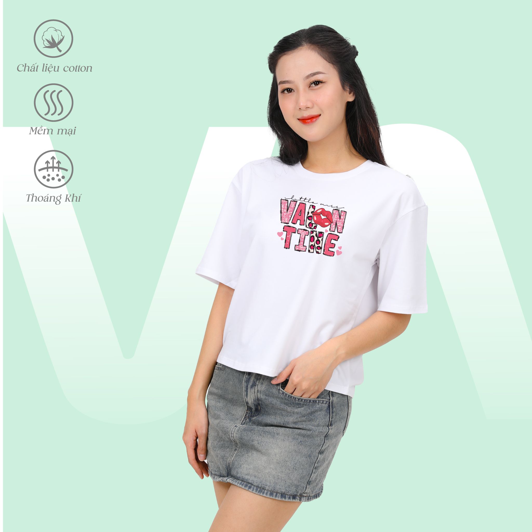 Áo thun nữ phom vuông chất cotton siêu mát 190p 0296