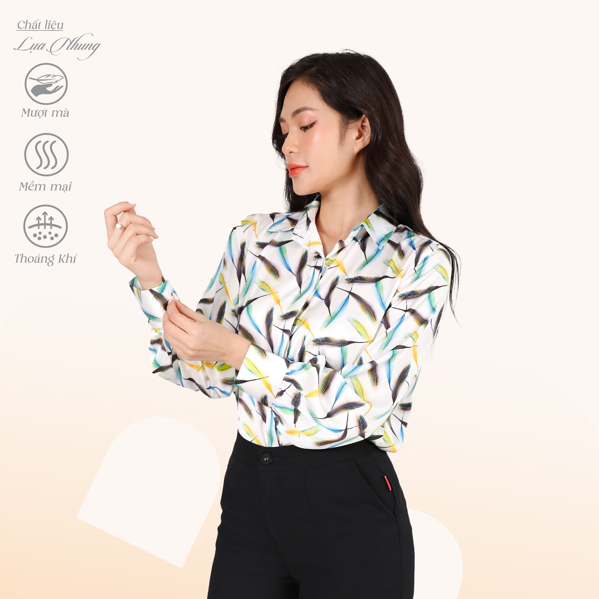 Áo Sơ Mi Tay Dài Thời Trang Chất Lụa Nhung 260p 0343