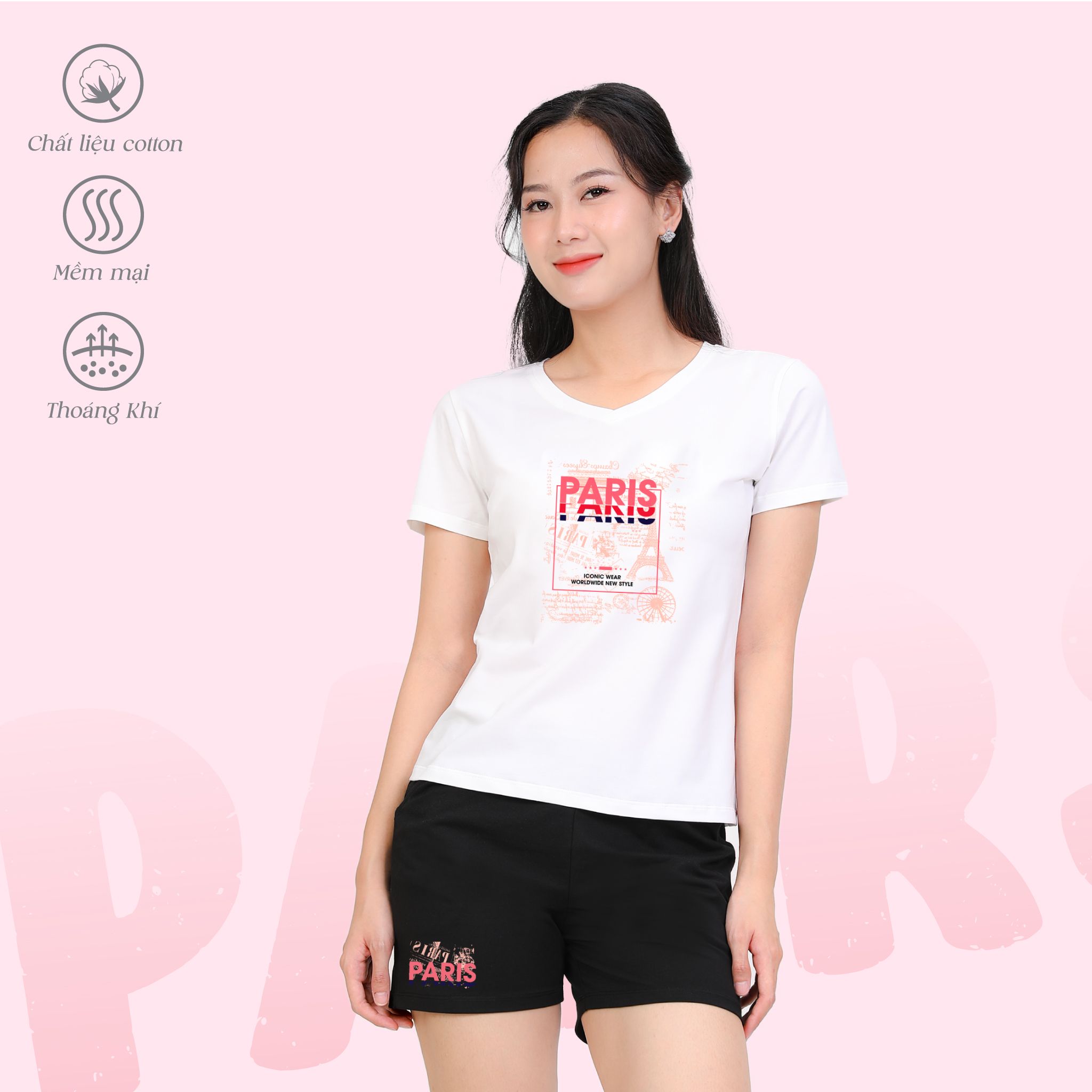 Set đồ bộ nữ kiểu quần đùi tay liền chất cotton siêu mát 025p 5222
