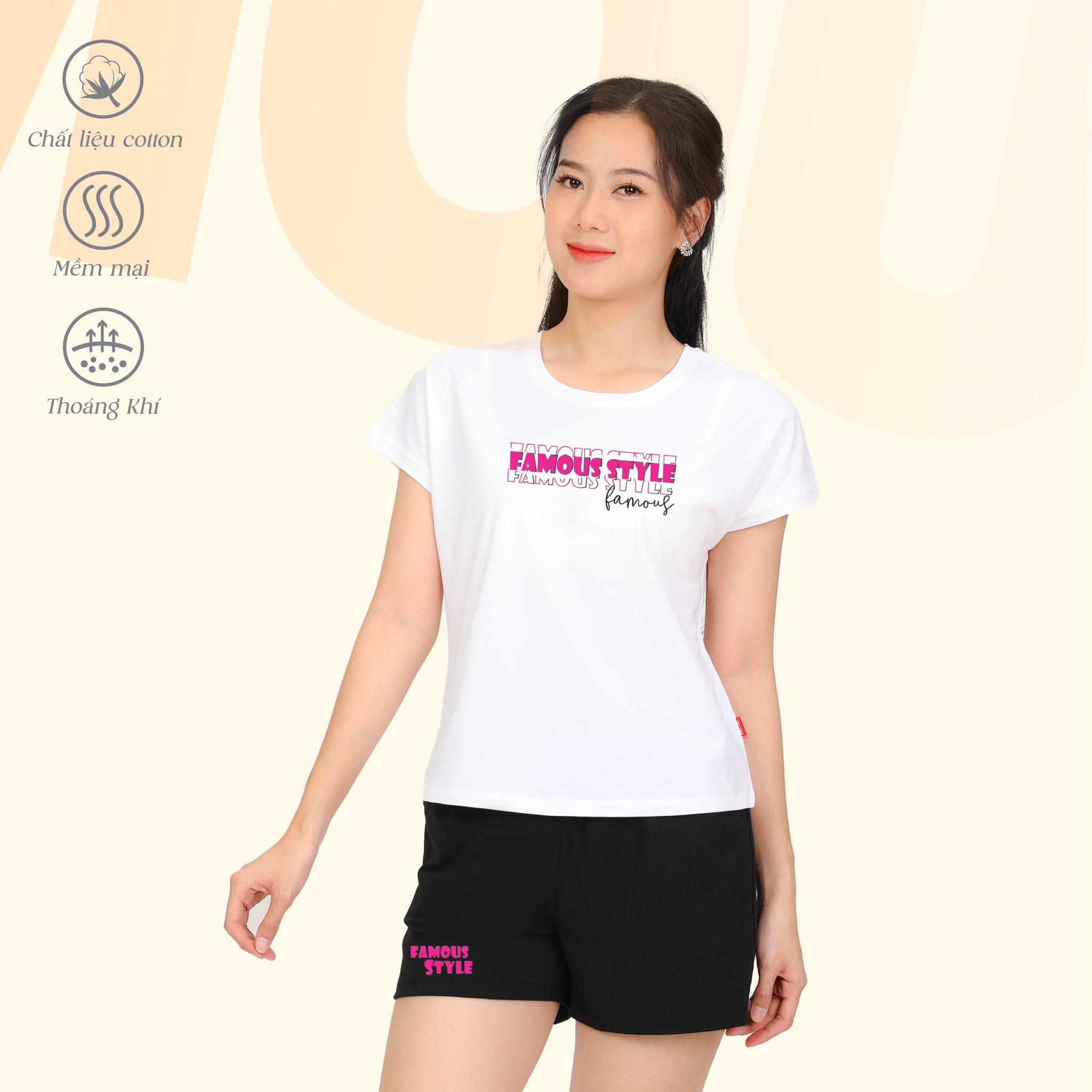 Set đồ bộ nữ kiểu quần đùi tay liền chất cotton siêu mát 025p 5224