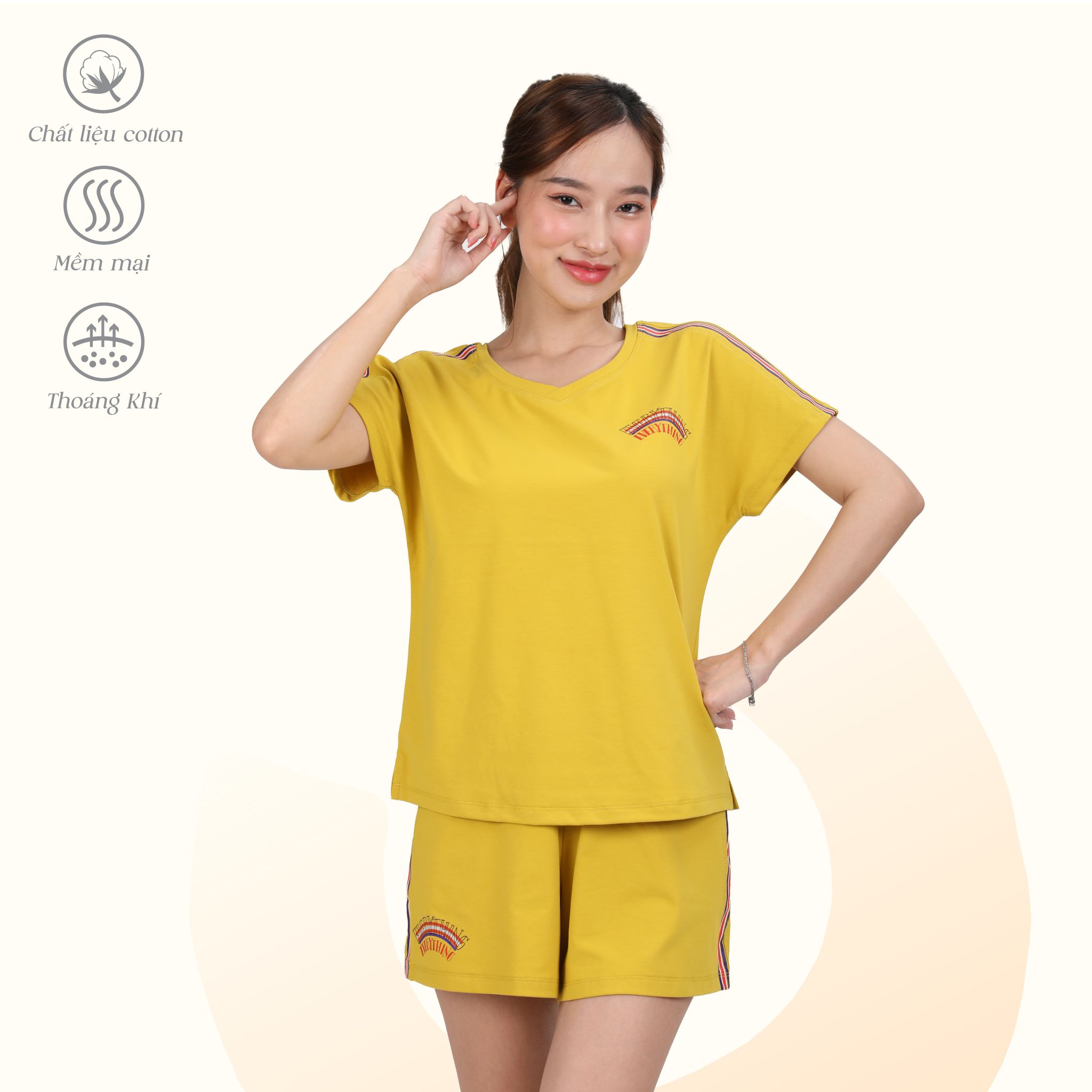 Set đồ bộ nữ kiểu quần đùi tay ngắn chất cotton siêu mát 195p 5212
