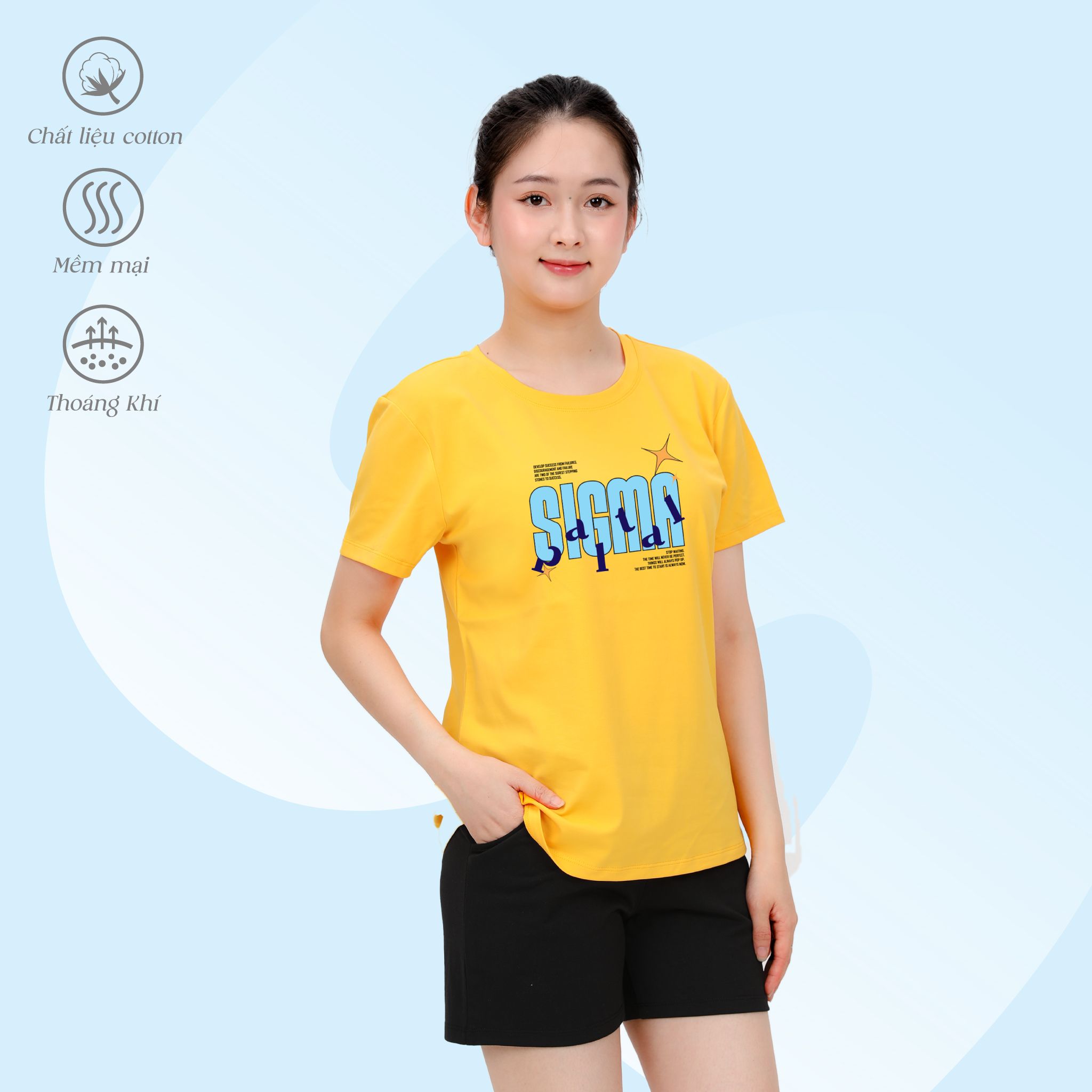 Set đồ bộ nữ kiểu quần đùi tay ngắn chất cotton siêu mát 195p 5169