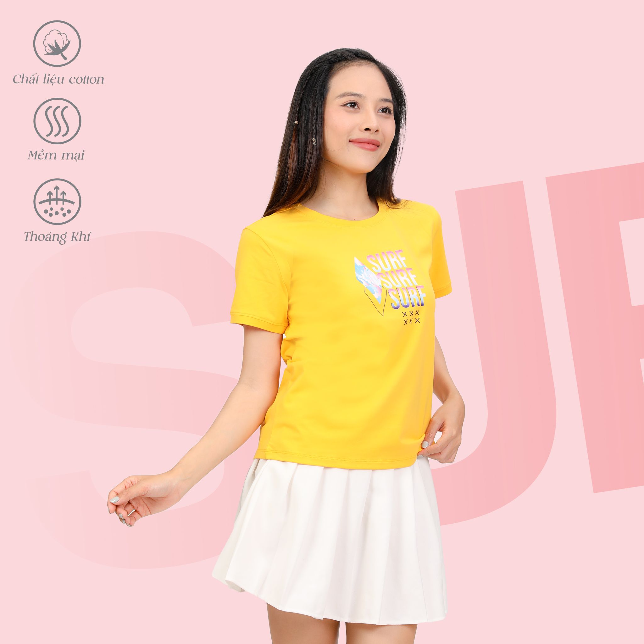 Áo thun nữ tay ngắn form cơ bản chất cotton siêu mát 020p 0306